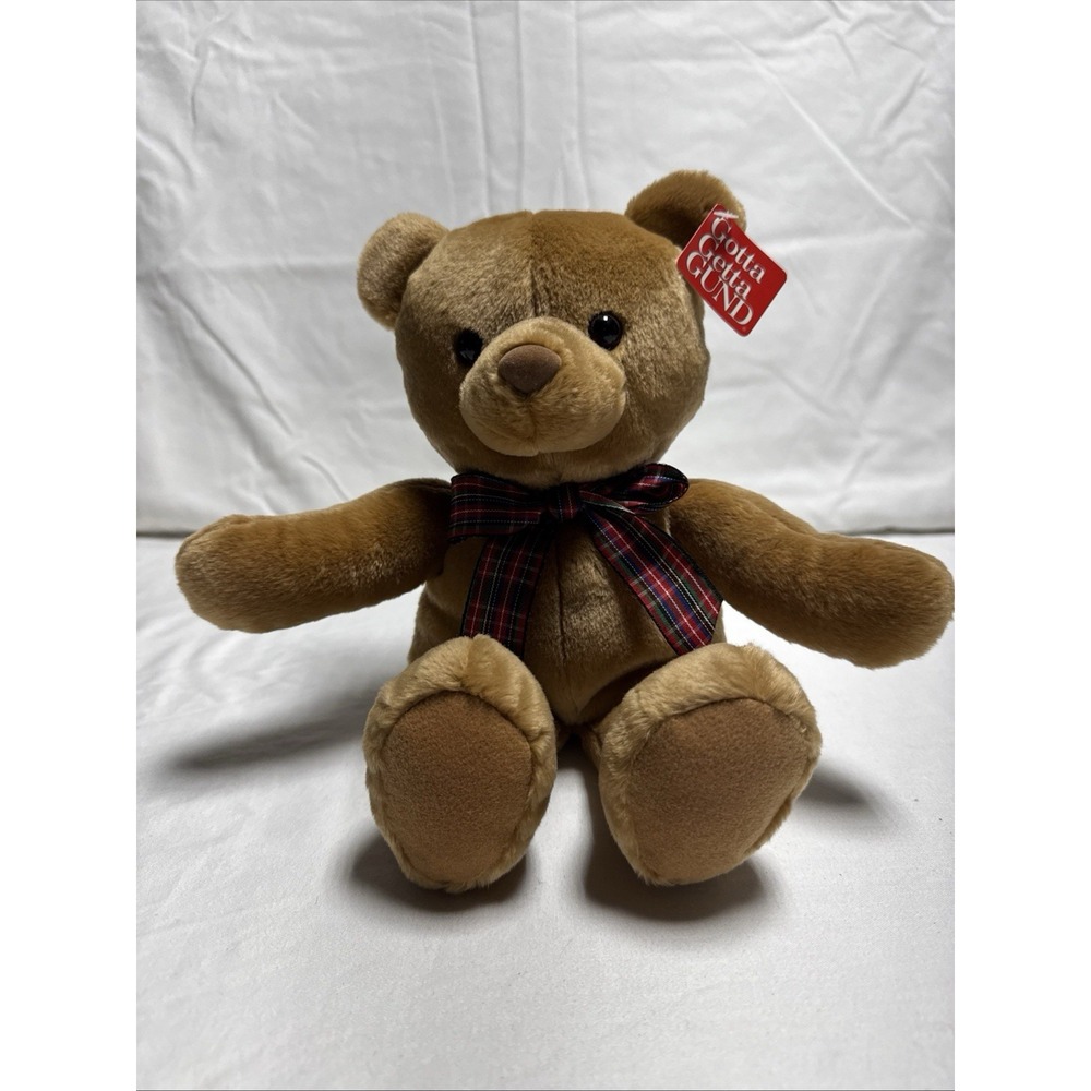 Gund 40813 Bo Bear Soft Tan Teddy Bear Plaid Bow NWT
